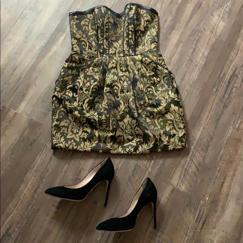 H&M Baroque Strapless Mini Dress